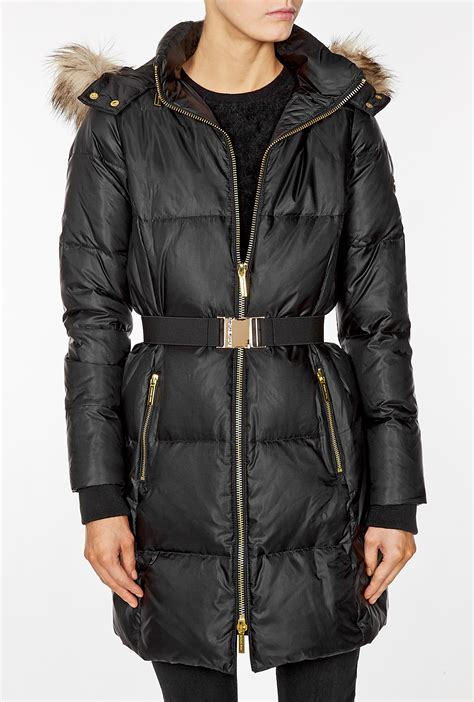 michael kors women's coat with fur hood black|Michael Kors coats women outlet.